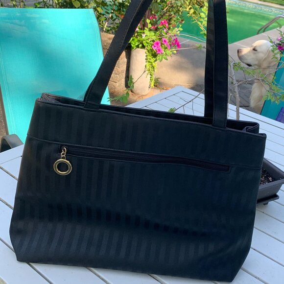SOLD Vtg JACKSON Black Striped Tote Bag - Picture 2 of 12